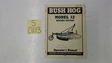 Bush Hog Model 12 Rotary Cutter Operator S Manual Ebay