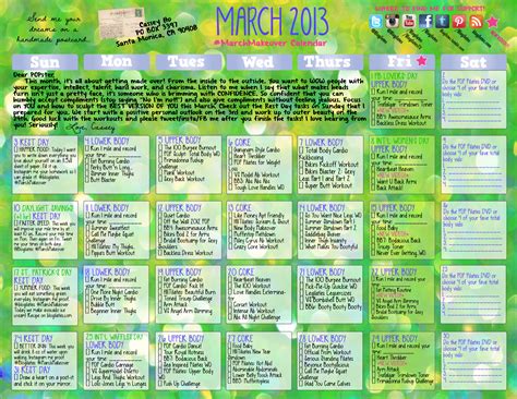 March Workout Calendar Archives Blogilates