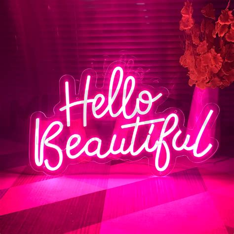 Letrero Luminoso Neon Led Hello Beautiful Fucsia Flexible