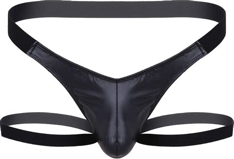 YiZYiF Jockstrap Homme String Slip Cuir sous vêtement avec Jarretière Lingerie G String Thong