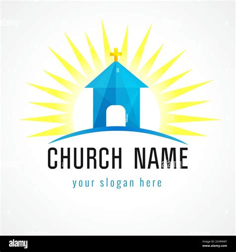 Church In Sun Light Vector Logo Missionary Stained Glass Icon