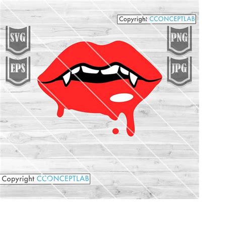 Sexy Red Lips With Fangs Svg File Dripping Lips Svg Inspire