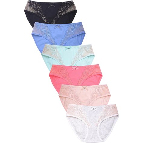 Frenzy Women S Essentials Sofra PACK OF Cotton Blend Lace Trim Bikini Panty Extended Seams