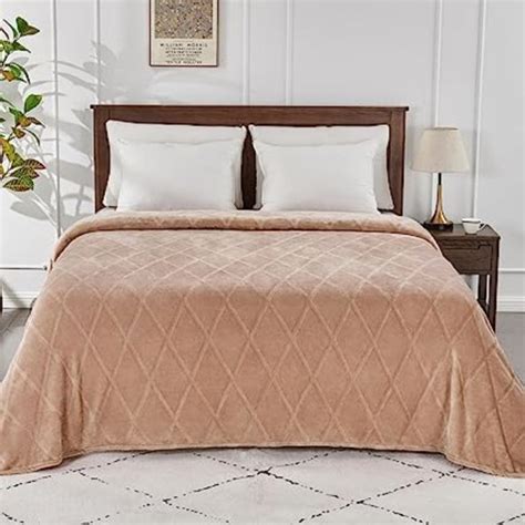 Bedding Queen Size Bed Nude Tan Plush Diamond Textured Soft Velvety Velour Blanket New Poshmark