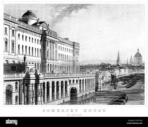 An Engraving Of Somerset House London Scanned At High Resolution From