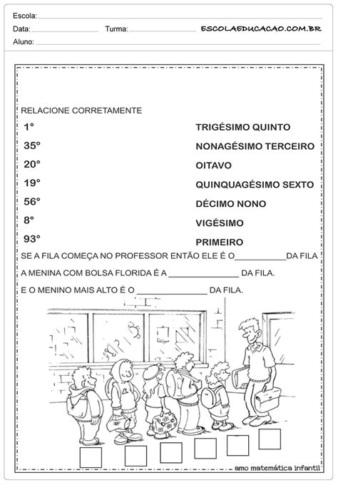 Atividade Sobre Numeros Ordinais