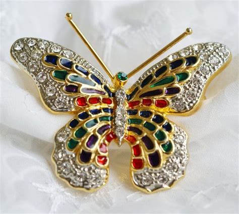 Gorgeous Vintage Gold Tone Butterfly Brooch Embedded With Etsy