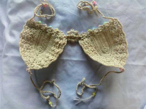 Crochet Bikini Set Swimsuit Sexy Summer Women Swimwear Handmade Cotton Size S Ebay