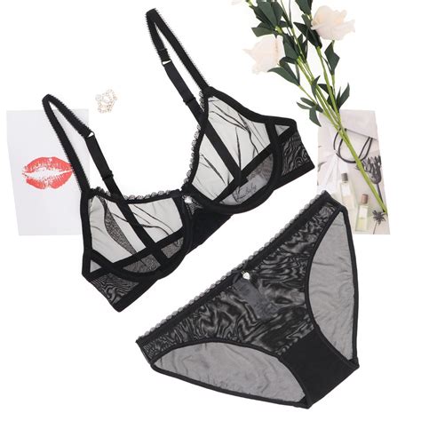 Dropshipping Varsbaby Sexy Ultra Thin Transparent Lingerie Set Plus Size Bra Set Abcde Cup