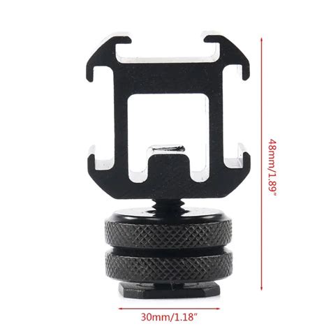 Triple Hot Shoe Mount Adapter Dual Screws Bracket Stand Holder For Dslr Camera For Led Video