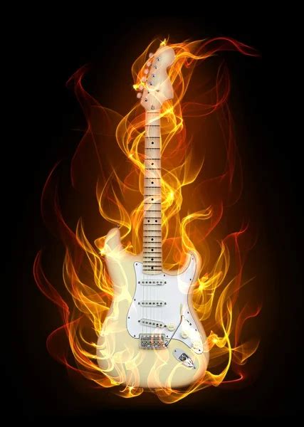 Electronic Guitar Enveloped Flames Stock Photo By Sergeynivens