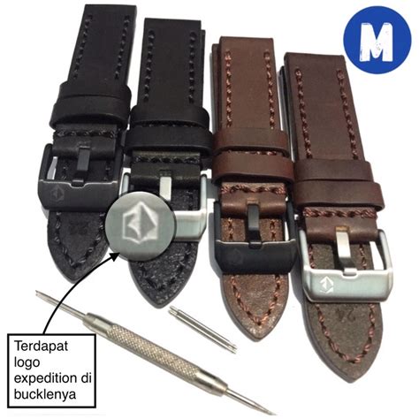 Jual Tali Strap Jam Tangan Kulit Asli Expedition Hitam Cokelat Ukuran