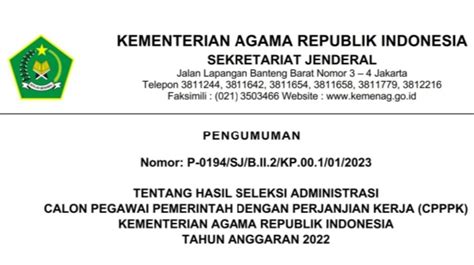 Inilah Daftar Nama Pelamar Calon PPPK Kemenag Yang Lolos Seleksi