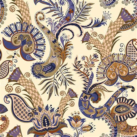 Картина вектора безшовная с Пейсли и декоративными цветками Красочная ...