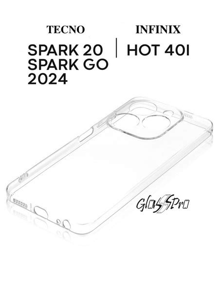 Чехол прозрачный для смартфона Tecno Spark GO 2024 Spark 20 Infinix hot 40i Infinix Smart 8