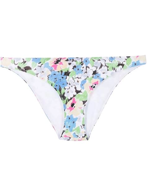 Ganni Women Floral Pattern Bikini Briefs In Multi Modesens