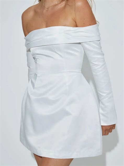 Satin Off-shoulder Long Sleeve Mini Dress - Giftod.com