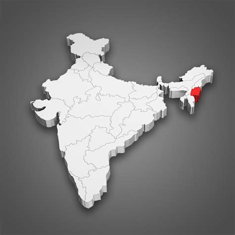 Premium Photo Manipur State Location Within India Map 3d Illustration