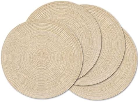 homEdge Lot de 4 sets de table ronds tressés lavables 38 1 cm Beige