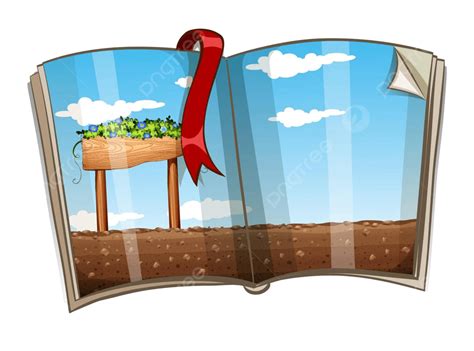 Book With Farm Scene At Daytime Scenery Path Background Vector Scenery