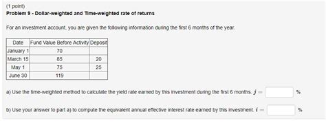 solved  puoint problem  dollar weighted  cheggcom