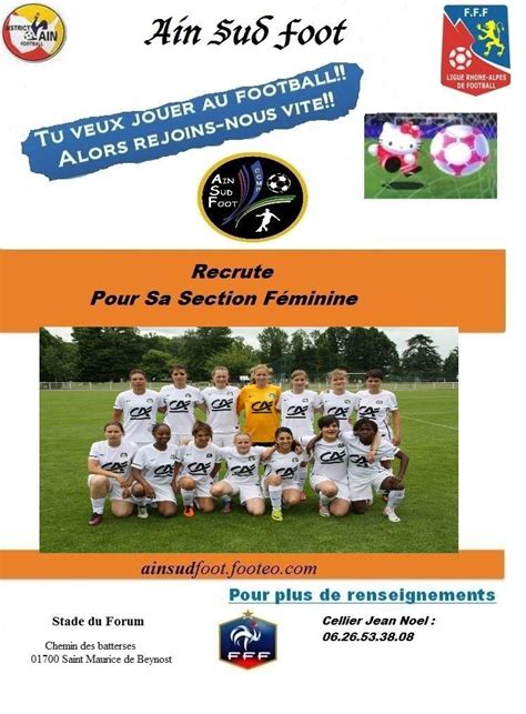 Actualité RECRUTEMENT FEMININES Photo N1 club Football Ain Sud