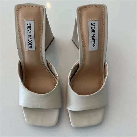 Steve Madden Nude Mules With A Block Heel Size 7 5 Depop