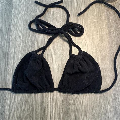 Black Terry Cloth Frankies Bikinis Bikini Top Depop
