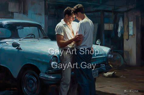 S Garage Gays Retro Vintage Gay Artwork Series Oil Painting Style Reproductions On
