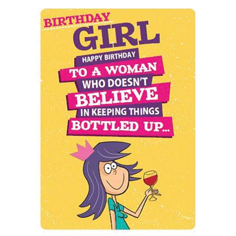 Birthday Girl Bottled Up Humour Birthday Card Funny Quitting Hollywood