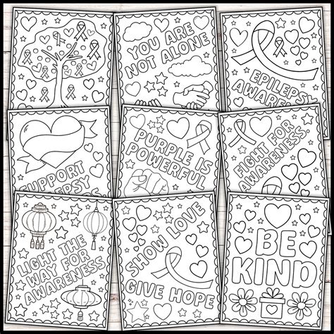 Epilepsy Awareness Day Coloring Pages | Purple Ribbon Day Coloring