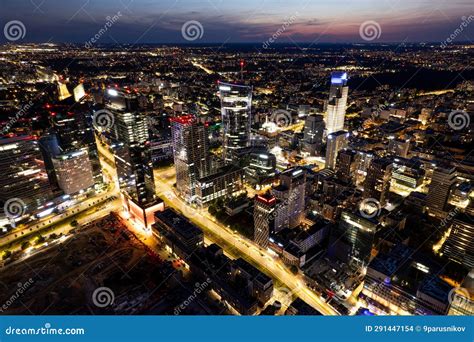 Night Top View Of Modern City Skyscrapers Stock Photo Image Of