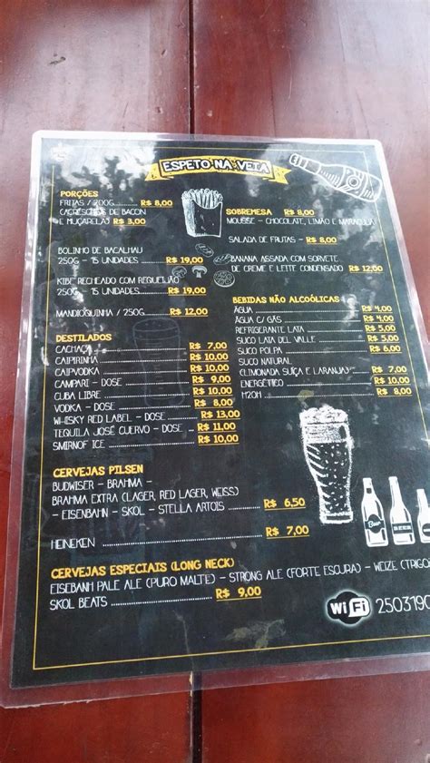 Menu Em Espeto Na Veia Pub Bar Belo Horizonte