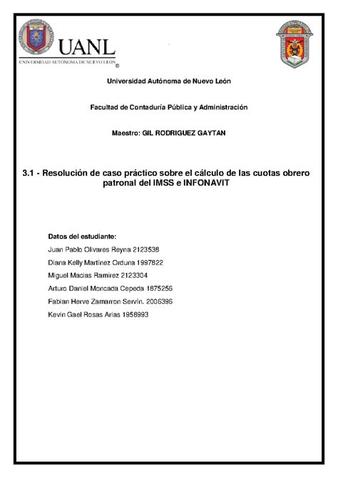 3 1 Resolución de caso práctico sobre el cálculo de las cuotas obrero