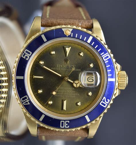 Rolex Submariner 16808 Gold Tropical Green Dial Full Set Papers ...