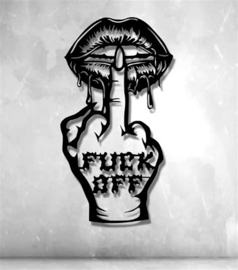 Middle Finger Dxf Svg Png Files Fuck Off Lips Etsy Canada