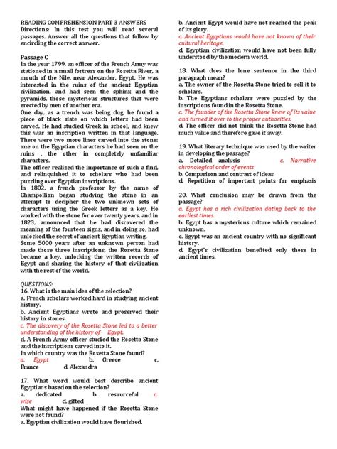 Ept Reading Comprehension Part 3 | PDF | Epigraphy | Ancient Egypt