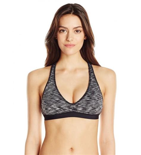 Women S Solids Training Sport Bra Padding Bikini Top Double Back Strap Swim Tankinis FBA Navy