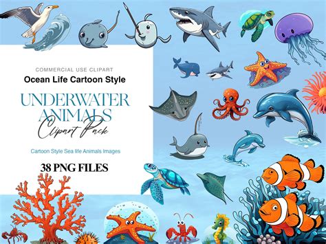 Underwater Animals Clipart | Creative Market