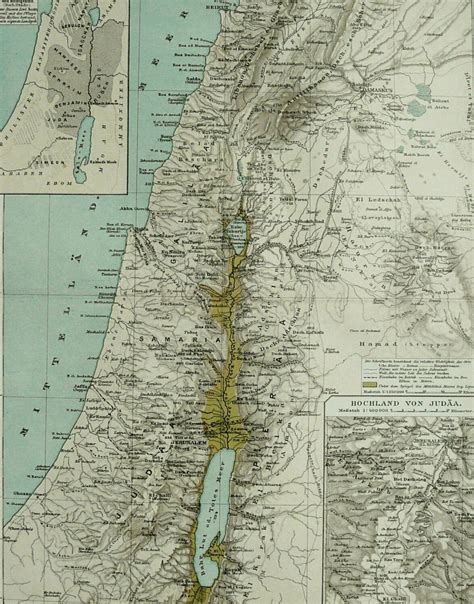 1895 Antique Map of PALESTINE. ISRAEL. Holy Land. Jerusalem. - Etsy