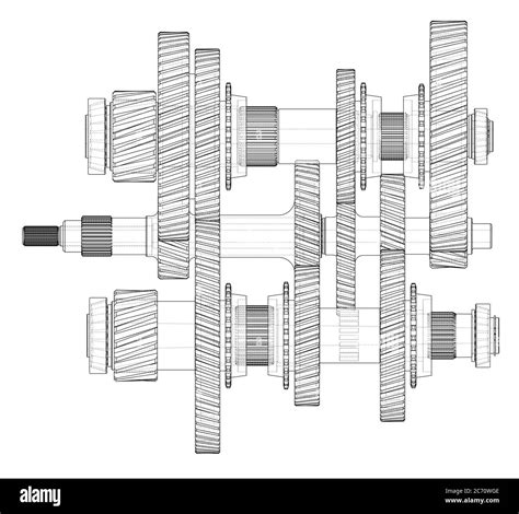 Outline Gearbox Concept 3d Illustration Stock Photo Alamy