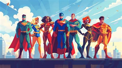 Premium Photo A Group Of Superheroes Standing Together On A Rooftop