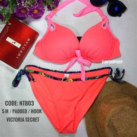 Neon Pink Push Up Top Two Piece Bikini Women S Fashion Swimwear Bikinis Swimsuits On Carousell