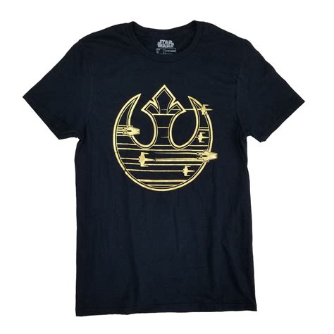 Star Wars Mens Gold Foil Rebel Insignia X Wing A Wing Starfighter T Shirt