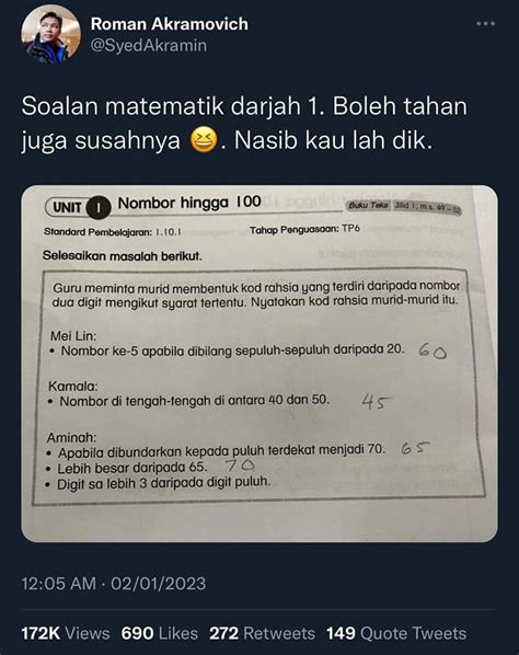 Viral Teruk Juga Soalan Matematik Tahun 1 Ni Cikgu Mohd Fadli Salleh