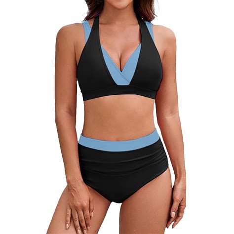 Anineo Women Swimwear Color Matching Pcs Swimsuit Bikini Cute Hawaii Summer Tropical Brazilian