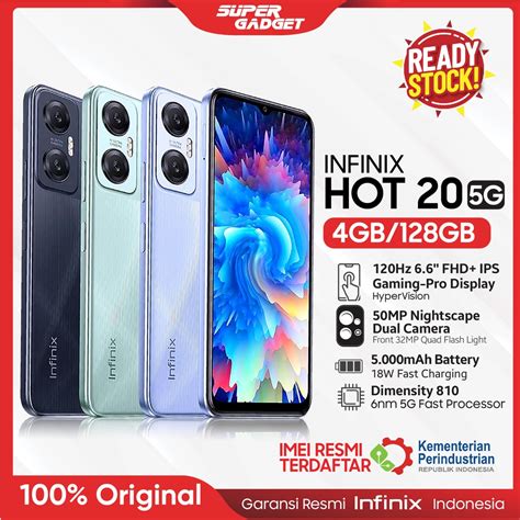 Jual Infinix Hot 20 5G 4 128 RAM 4 ROM 128 GB 4GB 128GB HP Smartphone Android Shopee Indonesia