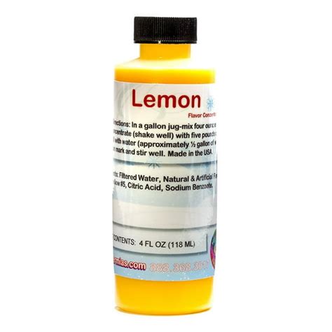 Lemon Shaved Ice And Snow Cone Unsweetened Flavor Concentrate 4 Fl Oz Size Must Add Sugar And