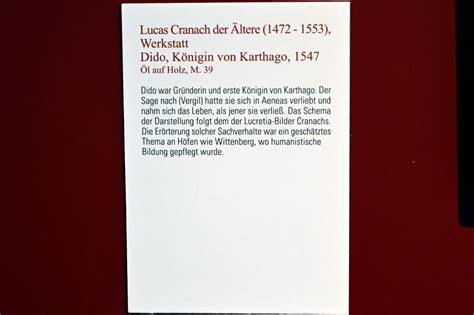 Dido Königin von Karthago Lucas Cranach der Ältere Werkstatt 1547