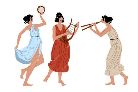 Premium Vector Ancient Greek Musicians Dancing Muses
